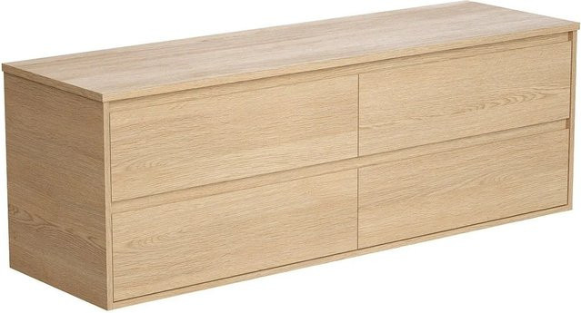 Milipam Waschbeckenunterschrank für das Badezimmer in Eichenholzfurnier, Farbe Beige, Breite: 150 cm - Bild 1