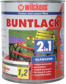Wilckens 2in1 Buntlack für Holz, wasserbasiert, glänzend, Feuerrot RAL3000, 750 ml - Bild 1