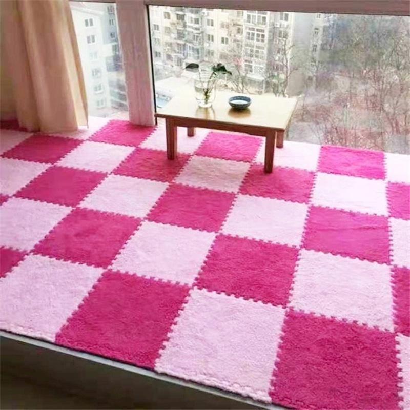 Waschbare Puzzle-Plüschmatte für Kinder und Wohnzimmer in Pfirsich, 10 Stück, B/T: 30 x 30 cm - Bild 5