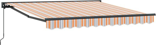 vidaXL Einziehbare Markise Blau-Orange aus Polyester und Metall B: 350 cm, T: 250 cm - Bild 1