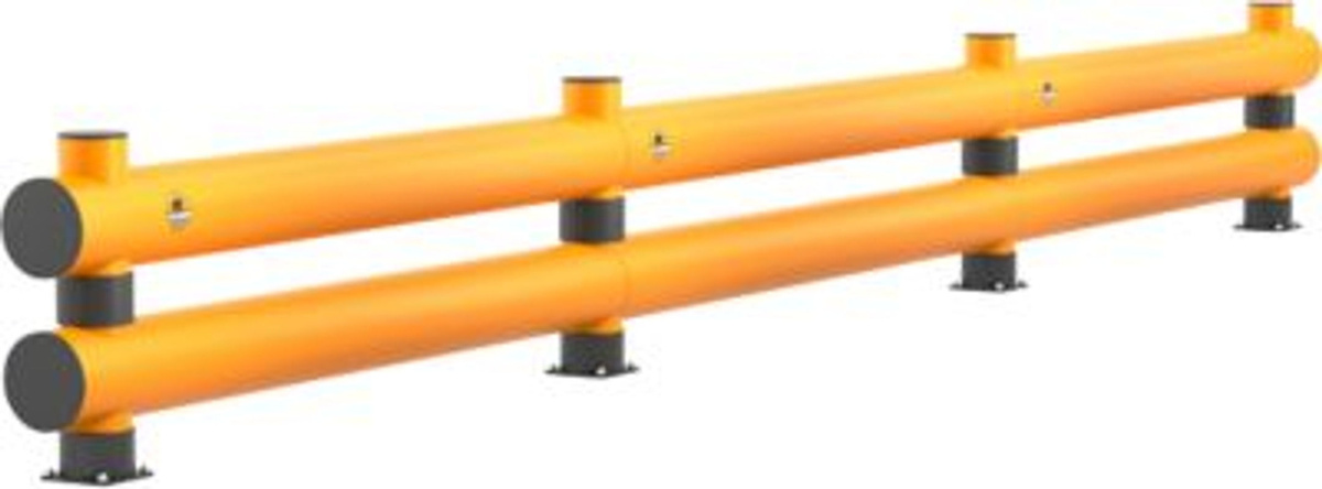 Ampere Rammschutz-Barriere Rack-Mammut Doppelplanke aus Kunststoff in verkehrsgelb, L: 6000 mm, H: 690 mm - Bild 2