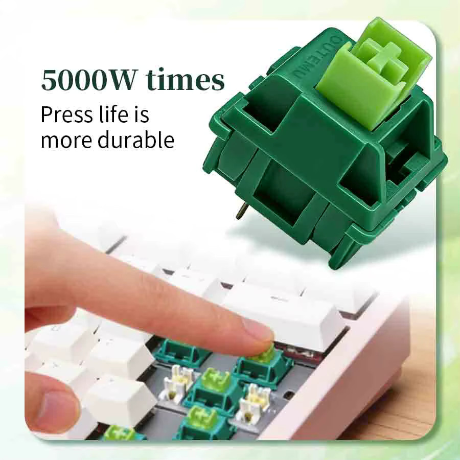 ammtoo 45 Stück 5-Pin POM Mechanische Schalter Green, Linear und Taktil, Hot-Swap-fähig für Gaming-Tastaturen - Bild 3