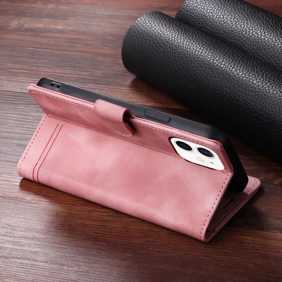 Luxus Flip-Ledertasche mit Kartensteckplatz für Apple iPhone 17 Pro Max 16 15 14 13 12 11 Pro Max XR XS in Rot und Pink - Bild 2