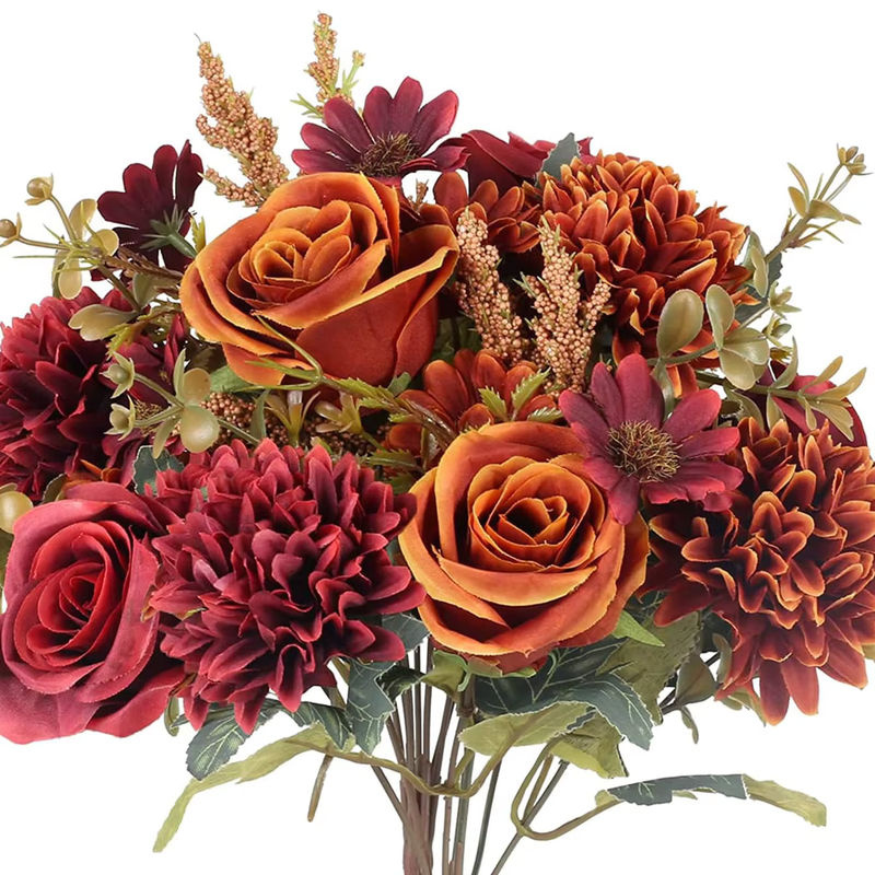 Künstliche Pfingstrosen von smr in Orange und Mehrfarbig als florale Textil-Dekoration für Hochzeit, Weihnachten und Garten - Bild 3