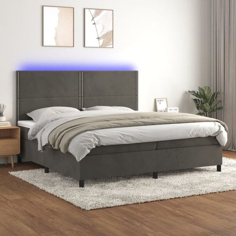 Vidaxl Boxspringbett mit Matratze aus Samt in Anthrazit B/T/H: 200 x 200 x 118 cm - Bild 1
