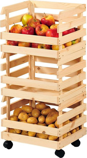 Kesper Kartoffel- und Obsthorde 3-teilig aus Kiefer Holz in Braun, B/H/L: 37 x 80 x 30 cm - Bild 1