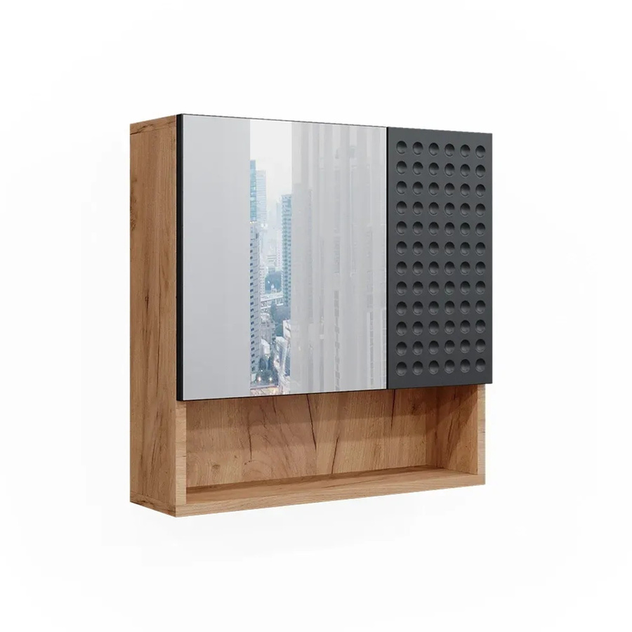 Vicco Badspiegelschrank Irma Eiche Anthrazit Gold B/H: 54 x 55 cm - Bild 3