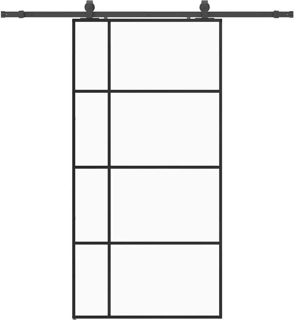 vidaXL Schiebetür aus ESG-Glas in Schwarz mit Beschlag, B/H: 102,5 x 205 cm - Bild 1