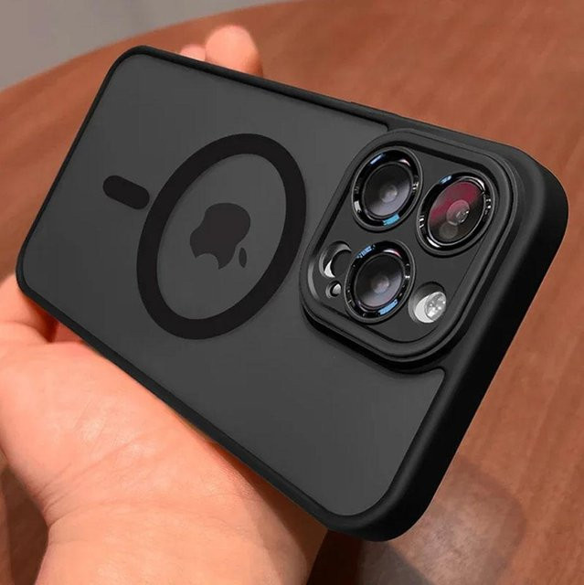 Transparente Stoßfeste MagSafe Schutzhülle für Apple iPhone 15 Pro, Schwarz - Bild 1