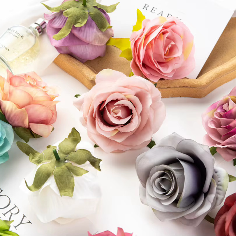 Yusheng Künstliche Rosen in Braun und Multicolour für Hochzeits-Kopfschmuck und Heimdekoration - Bild 2
