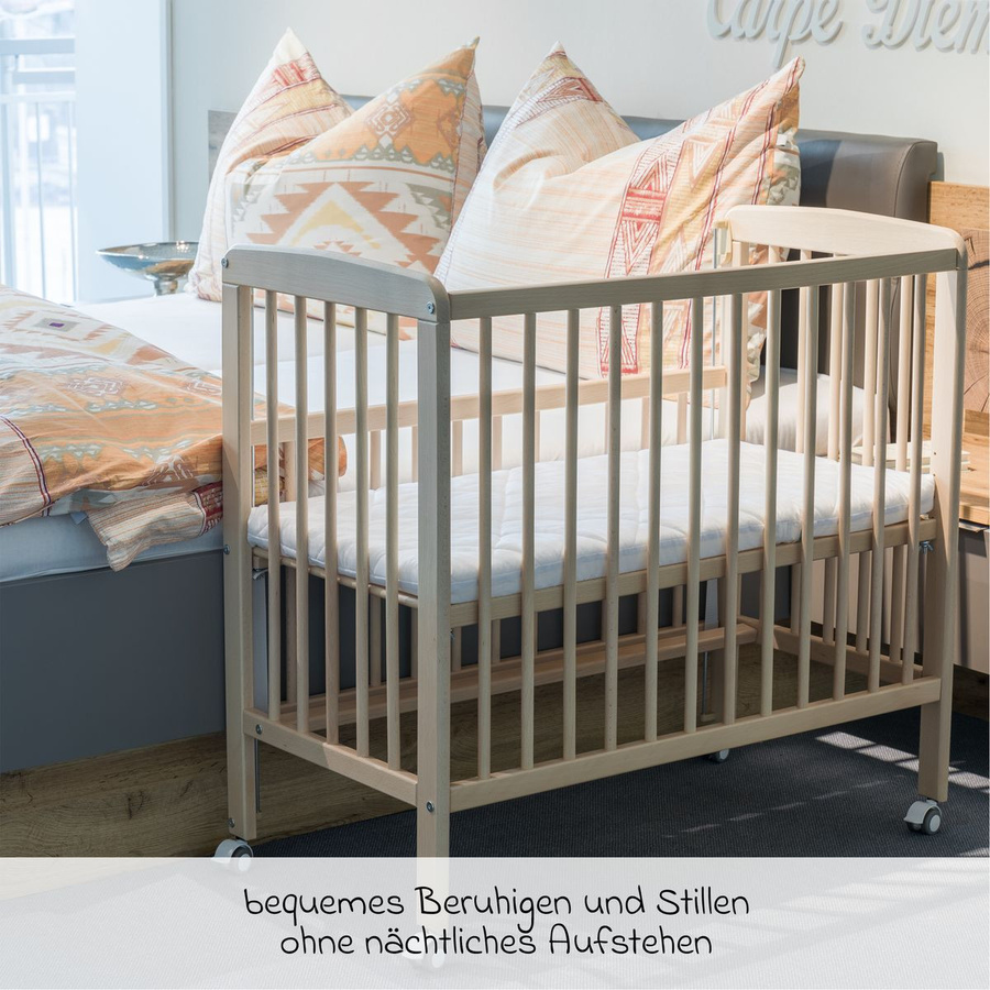 Fillikid 2in1 Beistellbett und Stubenbett Nino aus Buchenholz in Champagner/Beige - Bild 2