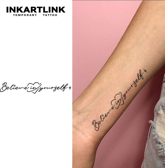 INKARTLINK Tattoo-Sticks Glaube an sich selbst, Handgeschriebene Schriftart - Bild 1