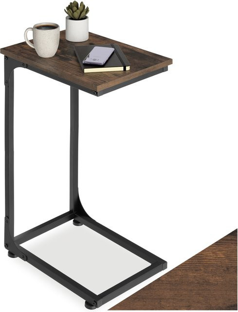 tectake Beistelltisch Erie im Industrial Style aus Holz und Stahl, Farbe Dunkelbraun, B/T/H: 40 x 30 x 63 cm - Bild 1