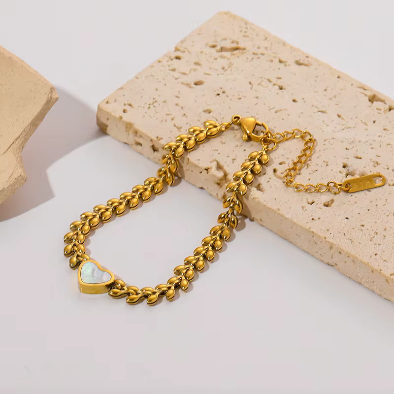EILIECK Armband, 316L Edelstahl, Goldfarben, Blumen-Herz-Charm, Damen - Bild 2