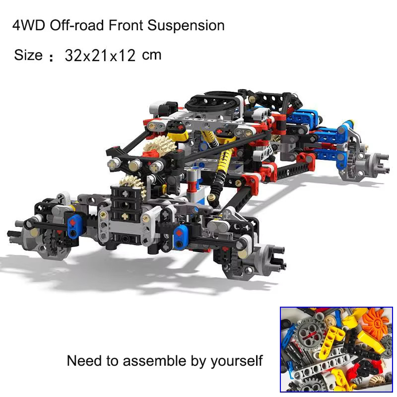 RCmall 4WD Kletterauto Offroad-Vorderradaufhängungssystem MOC Bausteine Teile-Set - Bild 2