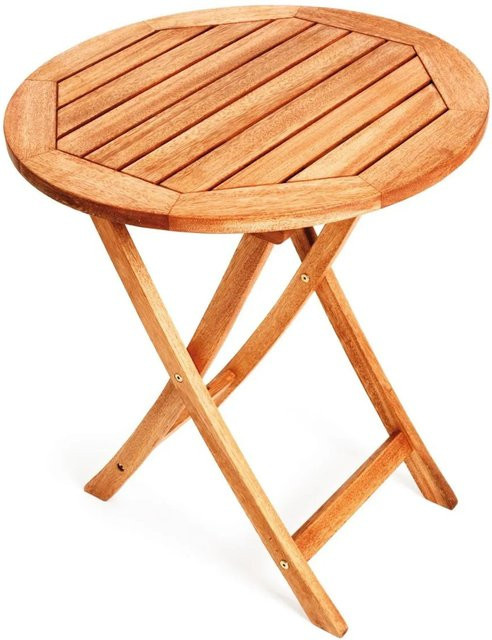 Merxx Klapptisch Rund aus Eukalyptusholz Braun Durchmesser: 65 cm, Höhe: 75 cm - Bild 1