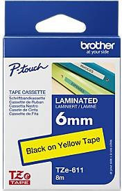 Brother TZe-611 Schriftbandkassette für P-touch, Farbe: Gelb, Schriftfarbe: Schwarz, Breite: 6 mm, Länge: 8 m - Bild 4