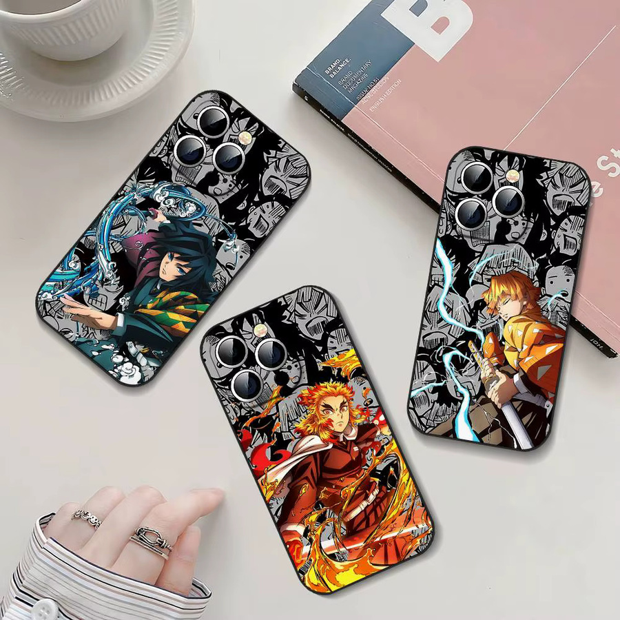 Anime D-Demon Slayers Handyhülle in Schwarz passend für iPhone 17, 16, 15, 14, 13, 11 Pro Max, Plus, X, XR, XS Max und 13 Mini - Bild 3