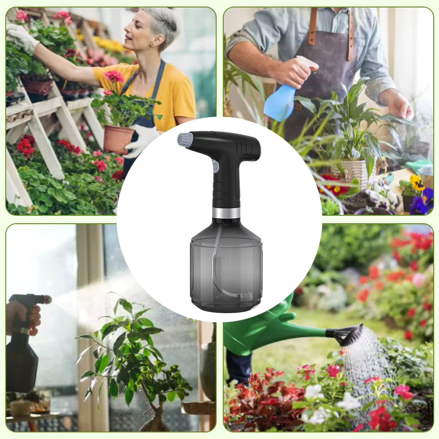 Shunmaii Automatische Wassersprühpistole mit 900ml Behälter, USB-aufladbar mit 1200mAh Akku und 360 Grad drehbarer Düse, Weiß/Grau - Bild 3