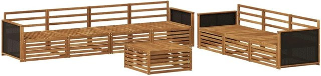 vidaXL Outdoor-Sofagarnitur aus Akazienholz in Braun, 8-teiliges Set mit Tisch und Mittelsofas, B/T/H: 79 x 79 x 37 cm - Bild 1