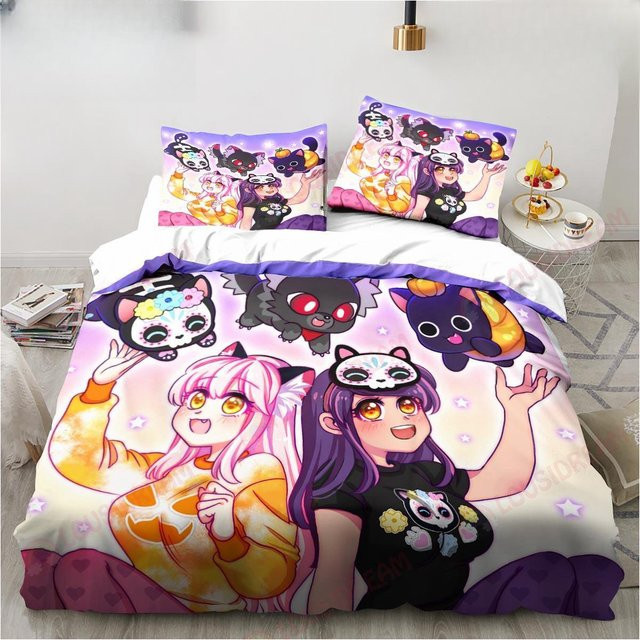 Allbestart Bettwäsche-Set Aphmau mit Flügeln für Kinder, 3-teilig, Mikrofaser, Mehrfarbig, B/H: 150 x 200 cm - Bild 1
