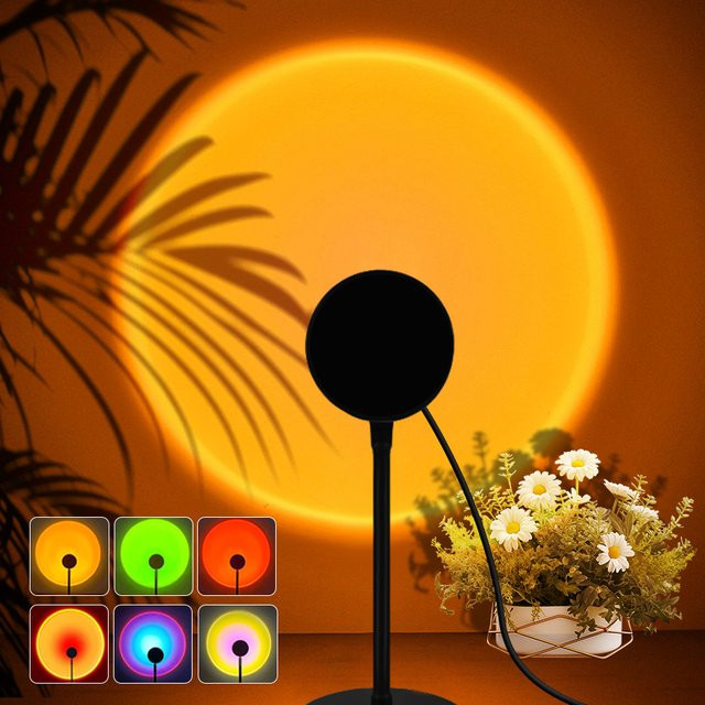 ATcomm USB Sonnenuntergang Lampe als Projektor für stimmungsvolles Licht und Atmosphäre im Wohnzimmer oder Schlafzimmer - Bild 1