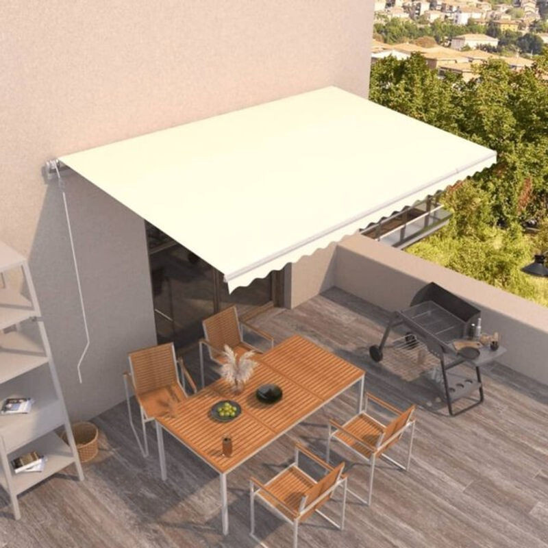 Vidaxl Automatische Markise in Beige und Weiß aus Aluminium und Polyester, B: 500 cm, T: 300 cm - Bild 1
