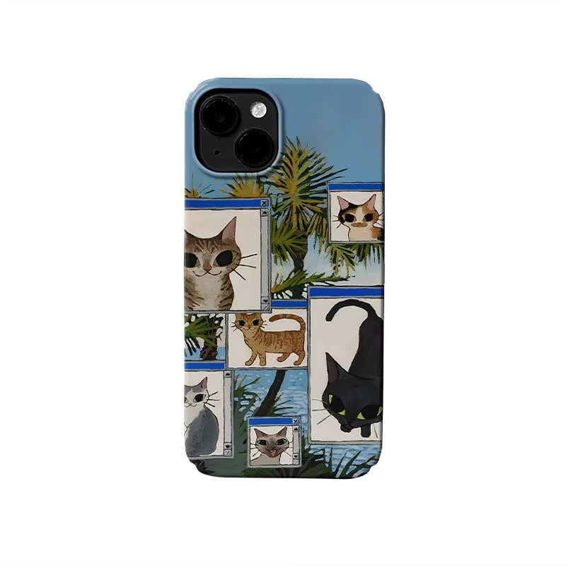 TROPLET Handyhülle mit Collage-Katze und blauem tropischem Hintergrund für iPhone 17 16 15 14 13 12 11 Pro Max Air Plus - Bild 3