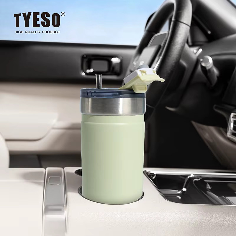 TYESO Isolierbecher mit Strohhalm aus 304 Edelstahl, vakuumisoliert, Farbe: Grün, Volumen: 550 ml / 710 ml - Bild 3