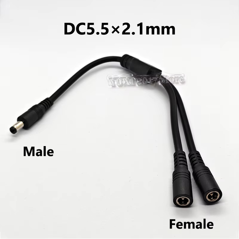 YuXi DC5,5 x 2,1 mm Splitterkabel 1 auf 2, Verlängerungskabel Schwarz, Länge: 30 cm - Bild 2