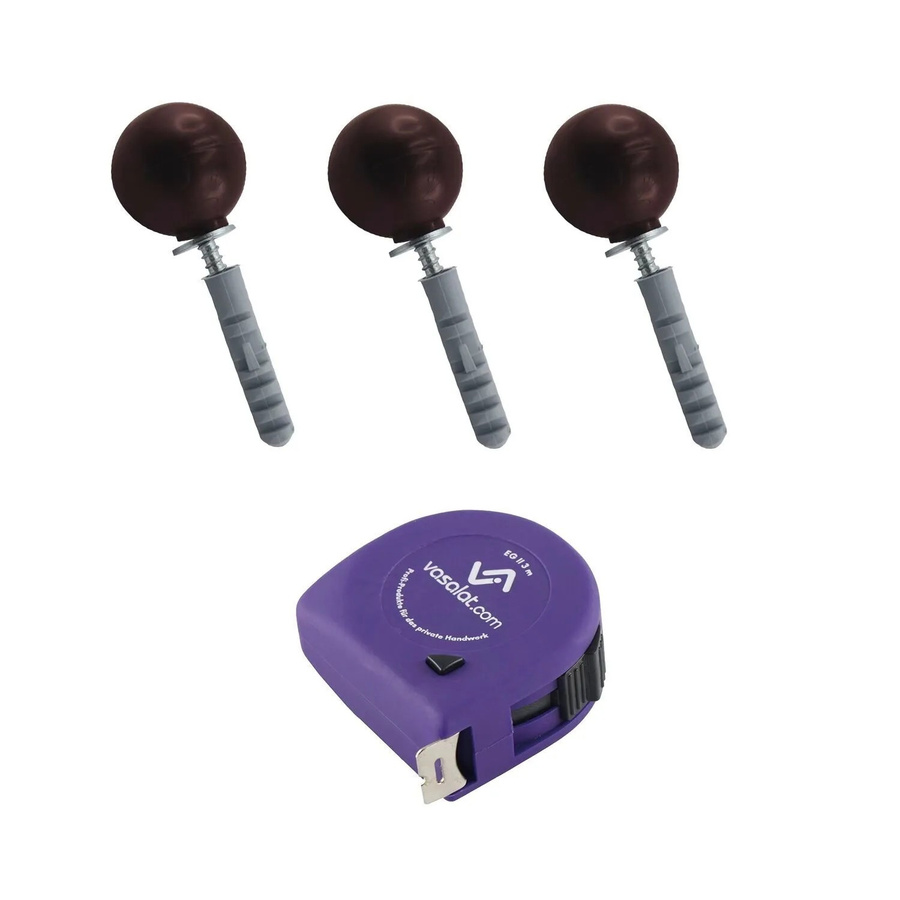 vasalat Set Türstopper für Boden und Wand zum Schrauben, Farbe Braun, Durchmesser: 35 mm, Höhe: 31 mm - Bild 2