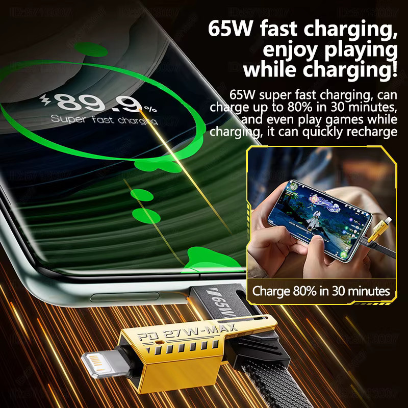 4in1 USB-C Schnellladekabel mit 27W PD für Apple iPhone, Samsung, Xiaomi und Redmi - Bild 3