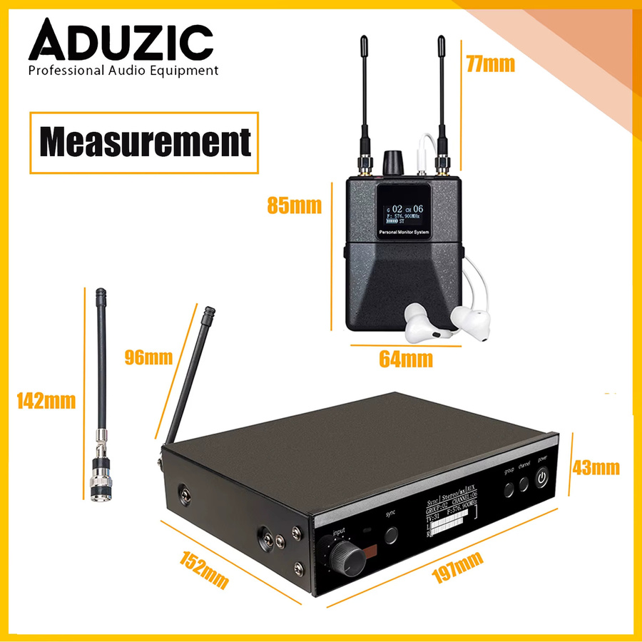 ADUZIC PSM300 Stereo Wireless Monitoring System In-Ear Monitor IEM in Schwarz (566-599 MHz) - Bild 2