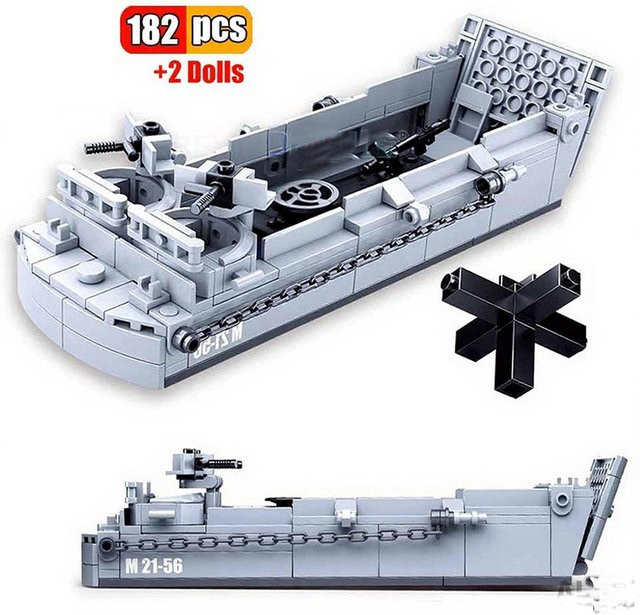 Monkey Man WW2 Military Landing Craft Warship Bausteine Set, 182 Teile, Grau - Bild 1