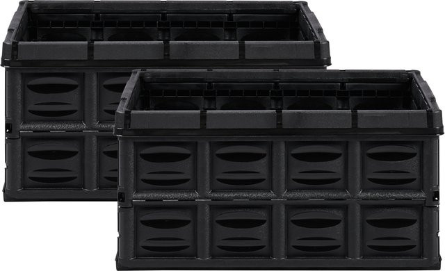 W5 Klappboxen 2er-Set aus Kunststoff in Schwarz, stapelbar und mit Griffen - Bild 1