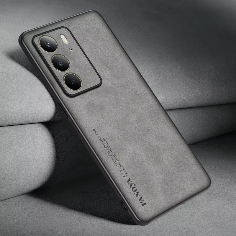 Luxus Handyhülle aus Schaffell, PU Leder und Silikon für Realme C75 und Realme C85 in Rot - Bild 3