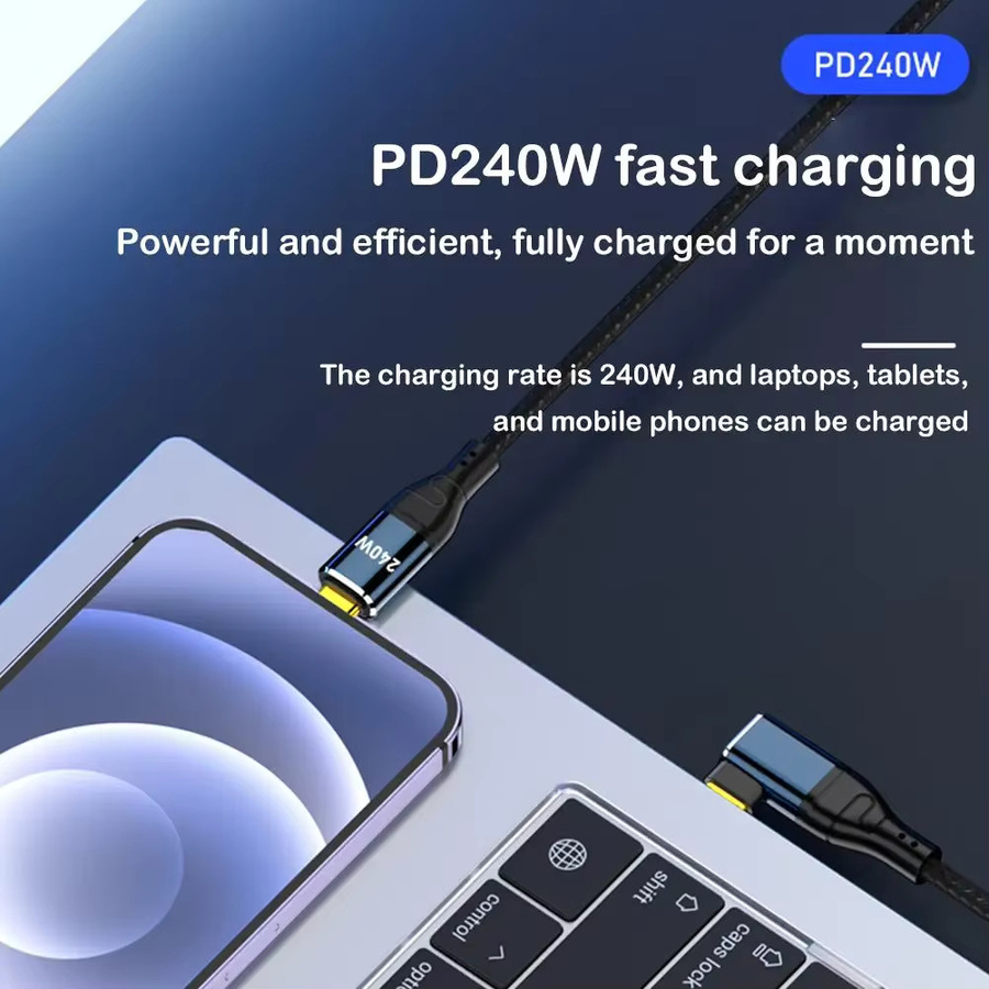 BSN USB-C auf USB-C Ladekabel mit 240W PD Schnellladefunktion und Elbow-Design in Schwarz - Bild 3