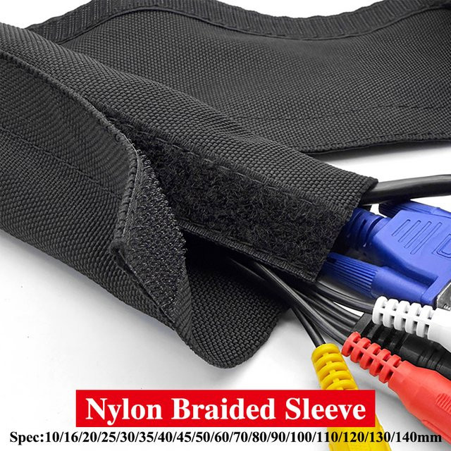 Selbstklebende Klettverschlüsse aus Nylon mit Industrie-Drahthülse in Schwarz für reißfesten Kabelbaumschutz - Bild 1