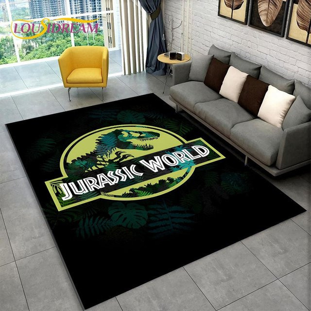 Karpetti 3D-Cartoon-Dinosaurier-Teppich für Kinder, rutschfest und waschbar, B/B: 60 x 90 cm, Multicolor - Bild 1