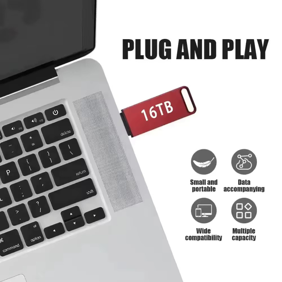 OnePlus USB-Stick mit 16 TB Speicherplatz, USB 3.2 Typ C, Hochgeschwindigkeits-USB-Speicher aus Metall in Rot - Bild 2
