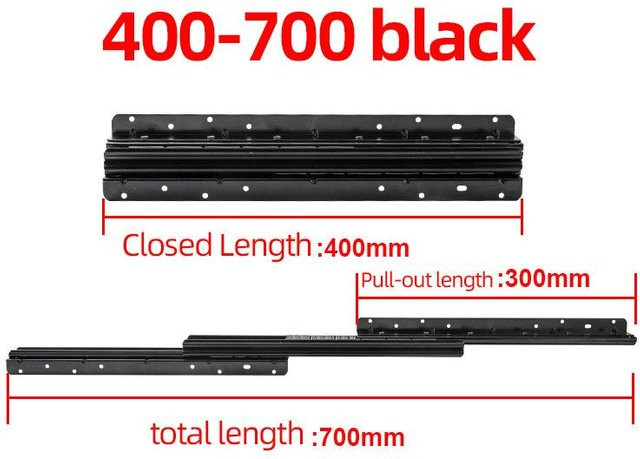 Binchi Outdoor Product Schwerlast-Schubladenschienen für Bodenmontage mit Vollauszug und Kugellager, Farbe: Schwarz, Material: Stahl, Tragfähigkeit: 118 kg, Länge: 400-900 mm - Bild 1