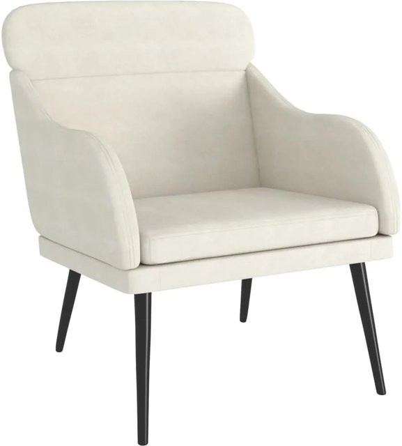 vidaXL Sessel in Creme mit Samtbezug und Metallgestell, B/T/H: 63 x 76 x 80 cm - Bild 1
