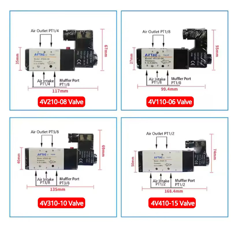 Airtac Pneumatisches Steuerventil Zwei-Positionen-Fünf-Wege-Richtungsventil 4V110-M5 06 4V210-06 08 4V310-08 10 4V410-15 - Bild 3