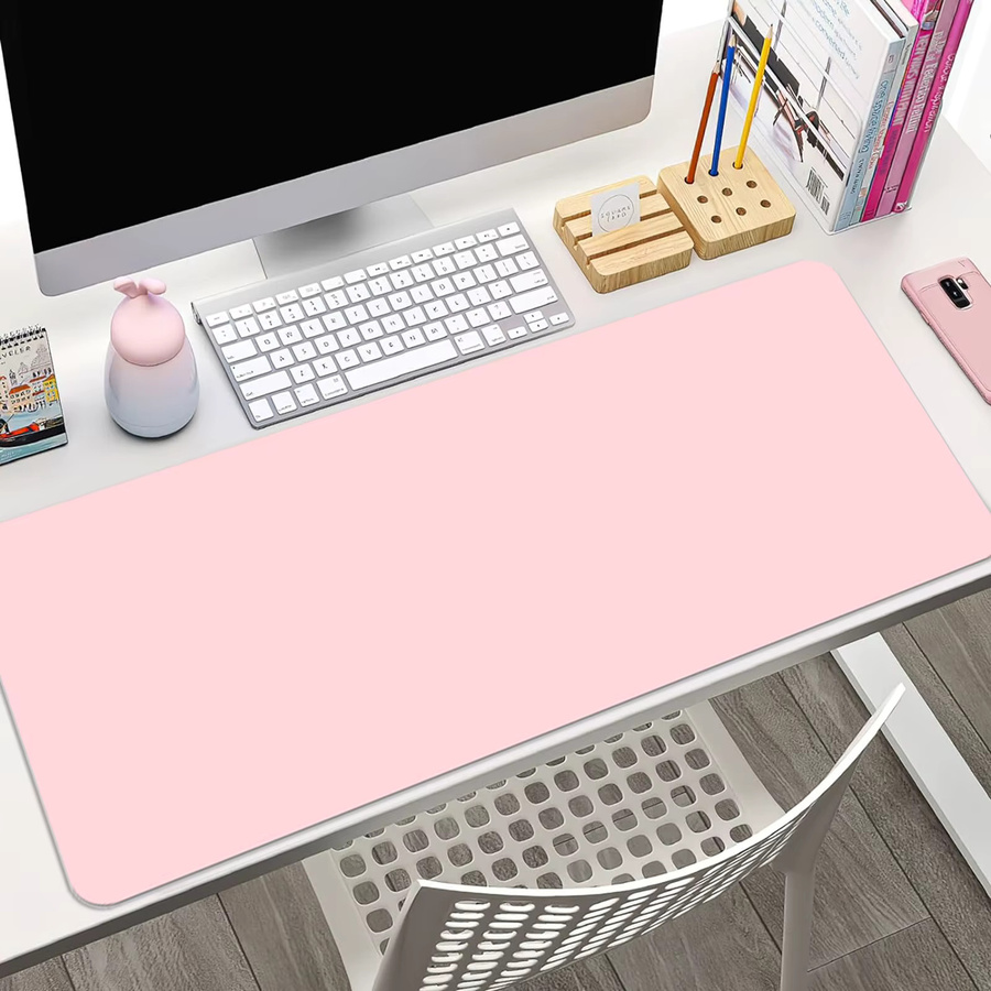 Wasserdichte Schreibtischunterlage aus PU-Leder in Pink als rutschfestes Mauspad und Laptop-Schutzunterlage - Bild 2