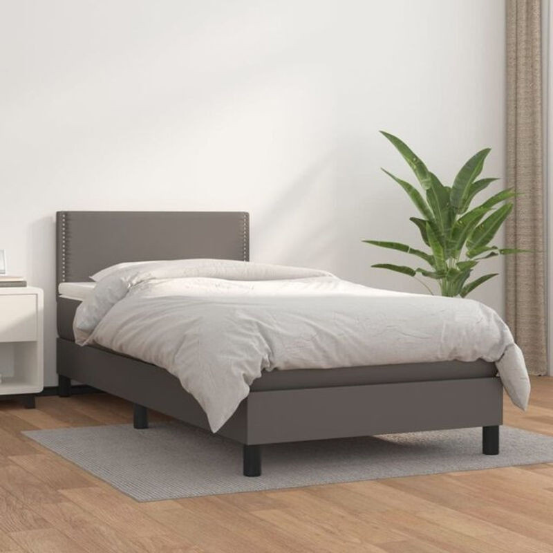 Boxspringbett mit Matratze von vidaxl in Grau, B/B: 100 x 200 cm - Bild 1