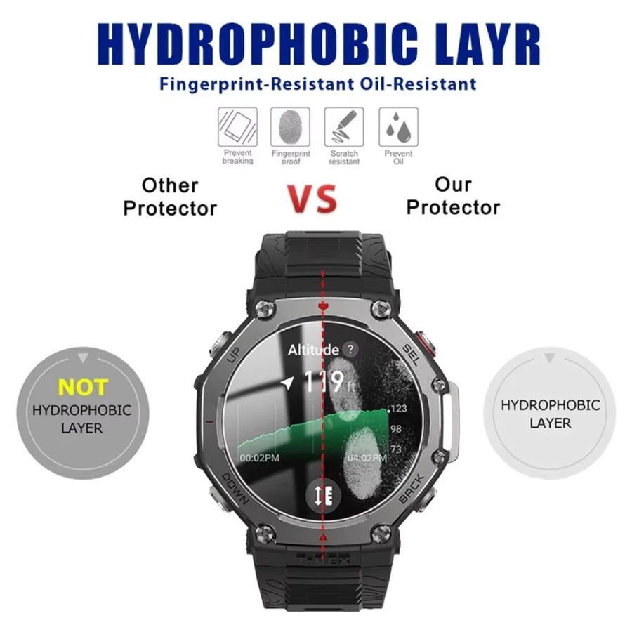 Displayschutzfolie Amazfit T-Rex 3, gehärtetes Glas, transparent - Bild 4