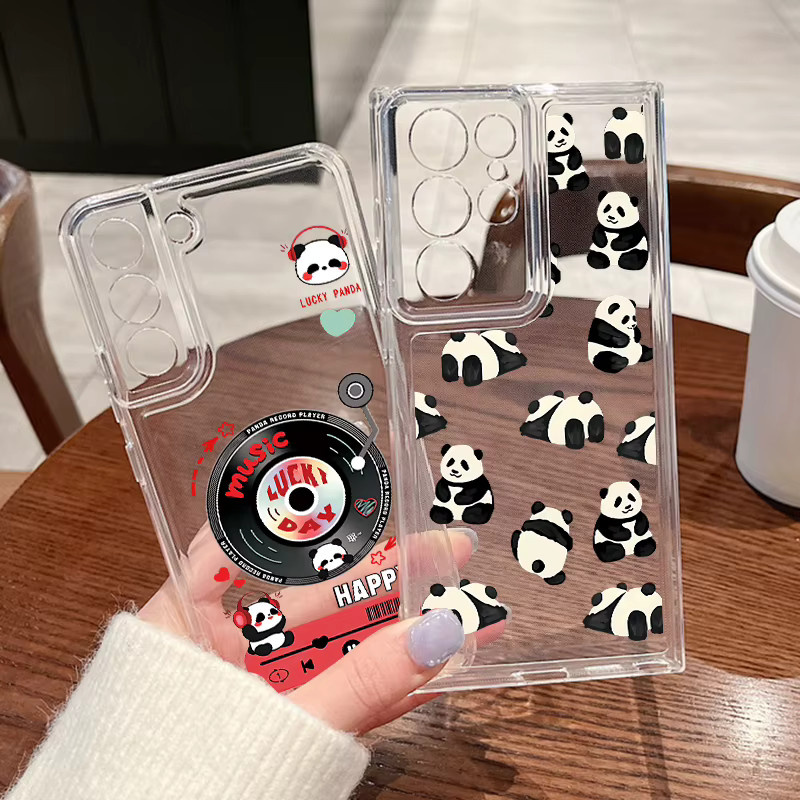 Transparente Silikonhülle mit Panda-Muster für Samsung Galaxy S25 S24 S23 Ultra S24 FE S22 Plus A15 A55 A54 A56 A34 A36 A25 A26 A14 - Bild 2