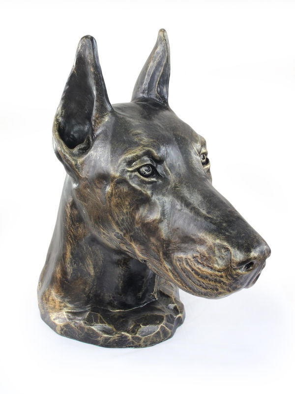 Art-Dog Dobermann Hundebüste aus Kunstharz in Braun und Bronze zur Dekoration für Garten und Wohnzimmer - Bild 6