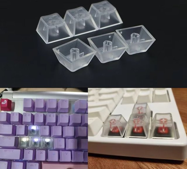 10 Stück Key Cherry R4 Blanko-Tastenkappen aus transparentem ABS für mechanische Gaming-Tastaturen - Bild 1