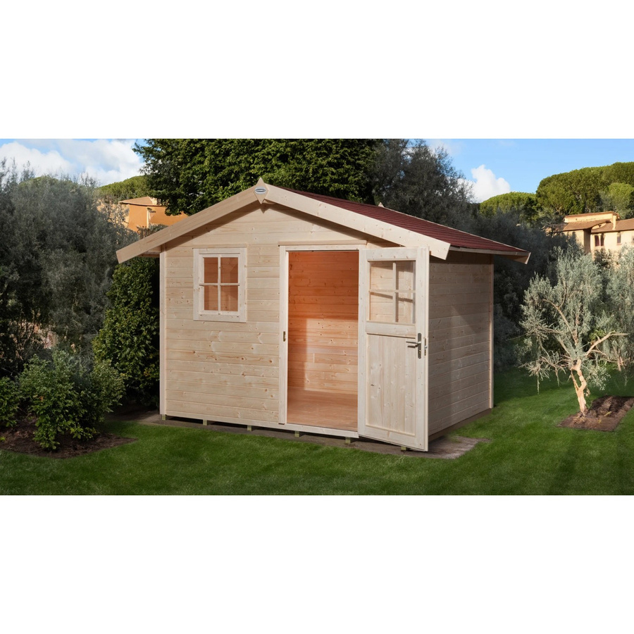 OBI Outdoor Living Holz-Gartenhaus Bozen mit Satteldach, Unbehandelt, Braun, B/T/H: 300 x 270 x 249 cm - Bild 2